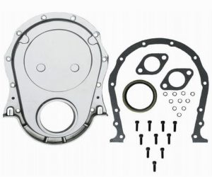 R8422box Steuerkettendeckel Chevrolet BB Timing Chain Cover Alu Poliert Set