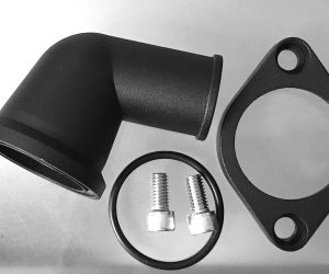 Chevy Thermostatgehäuse 15 Grad Aluminium GM Drehbar Schwarz