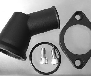 Chevy Water Neck - Chevy Water Neck 40 Grad Thermostatgehäuse GM Drehbar Schwarz Alu
