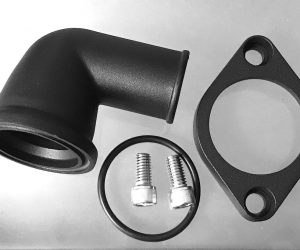 Thermostatgehäuse Chevy 90 Grad GM Thermostat Gehäuse Schwarz Alu
